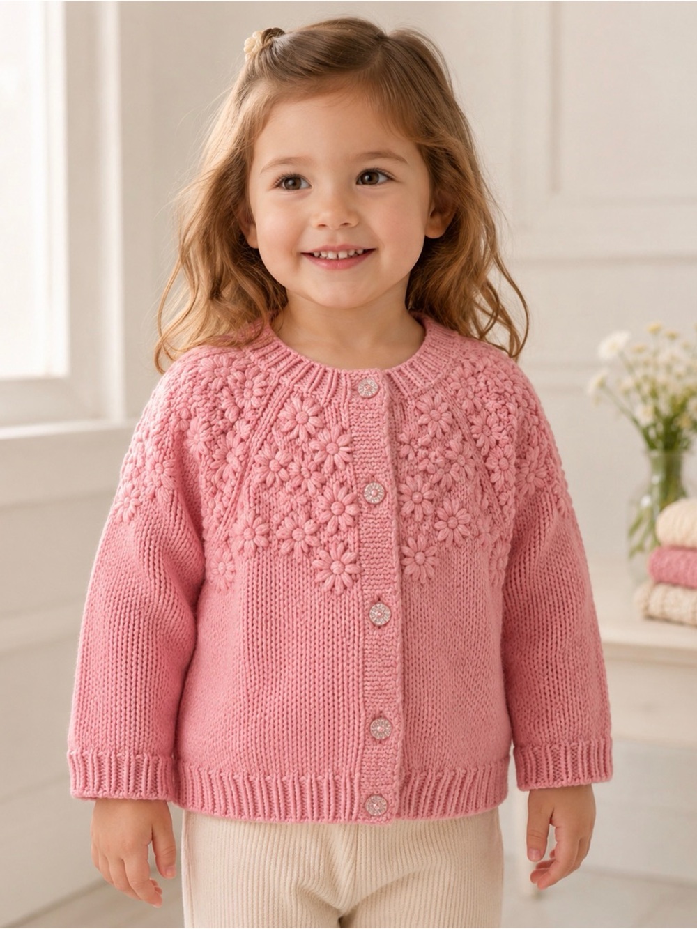 Pink Chicken Pastel Pink Knit Cardigan size 6 y